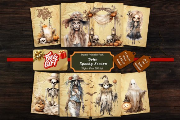 Boho Spooky Season Digital Pages: Your Creative Toolkit