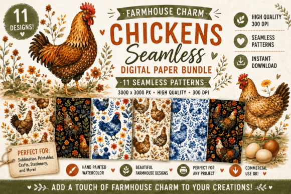 Chicken Seamless Pattern Papers: A Creative Design Asset