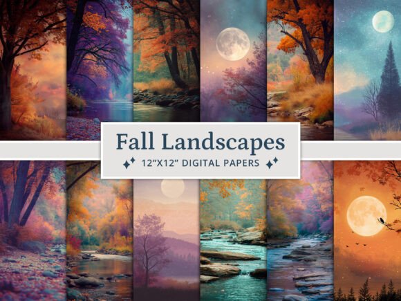 Embrace Autumn's Glow: 25 Fall Landscape Digital Papers