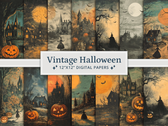 Embrace the Eerie with Vintage Halloween Digital Papers