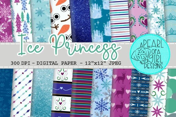 Enchanting Ice Princess Digital Paper for Winter Projects