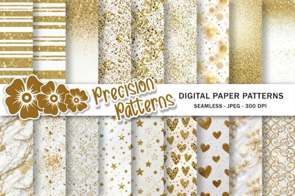 Gold White Glitter Digital Papers: A Designer's Sparkle Toolkit