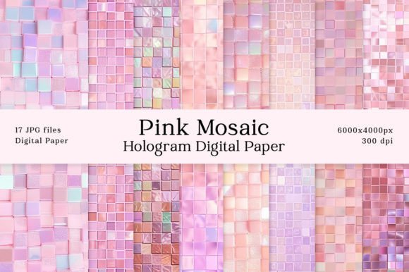 Hologram Pink Mosaic Digital Papers: A Modern Design Asset