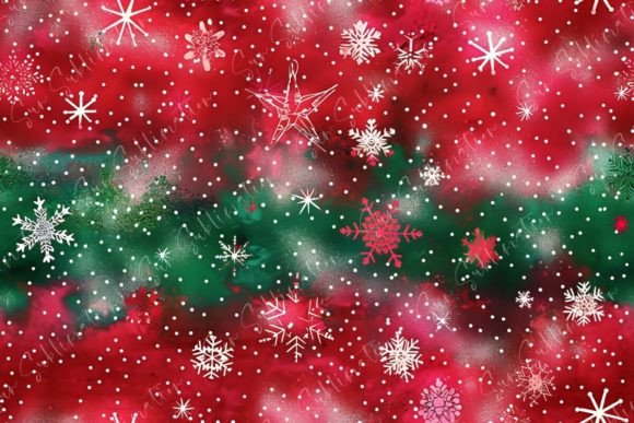 Red and Green Christmas Background with Snowflakes for Your Holiday Projects