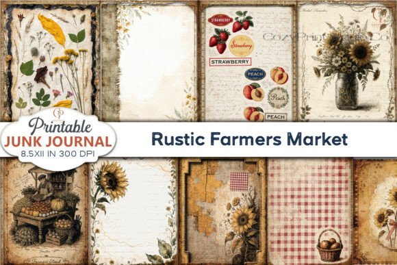 Rustic Farmers Market Junk Journal Pages: A Creative Toolkit