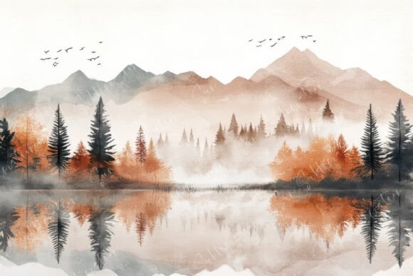 Serene Mountain Landscape Featuring Autumnal Harmony