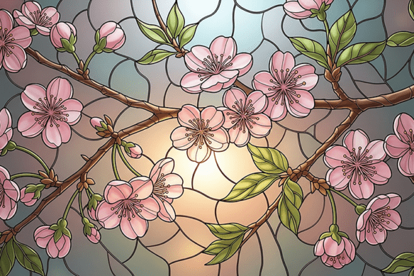 Stained Glass Cherry Blossoms Sunset: A Design Deep Dive