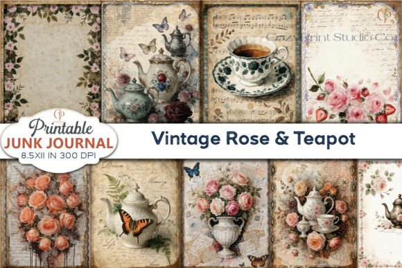 Timeless Charm: Using Vintage Rose & Teapot Junk Journal Pages
