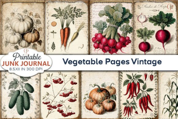 Vegetable Pages Vintage Junk Journal: A Fresh Take on Rustic Design