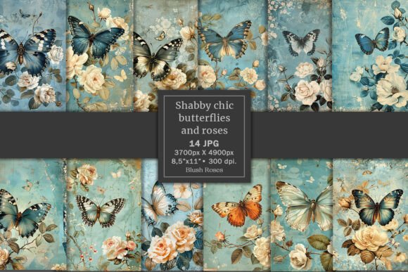 Vintage Shabby Chic Butterflies & Roses: A Designer's Digital Toolkit